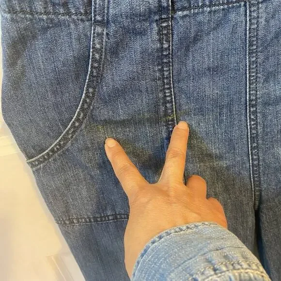 Gap Overalls Women 4/27R Denim Bib Medium Wash Pocket Slouchy Y2K Blue Wide Legs - Picture 13 of 13